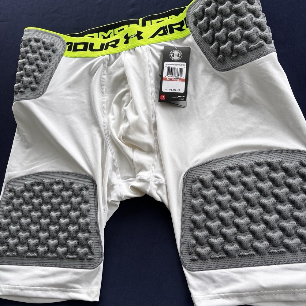 Under Armour HeatGear 3XL Padded Compression Shorts Football White Gray NWT
